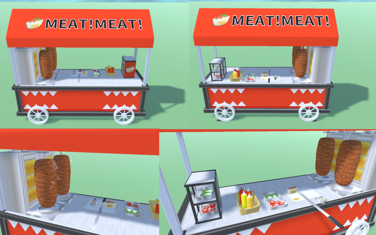 【3D素材】洋風屋台やさんセット
