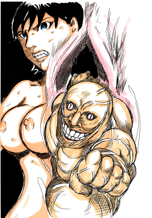 狭い空間、メスとオス対峙