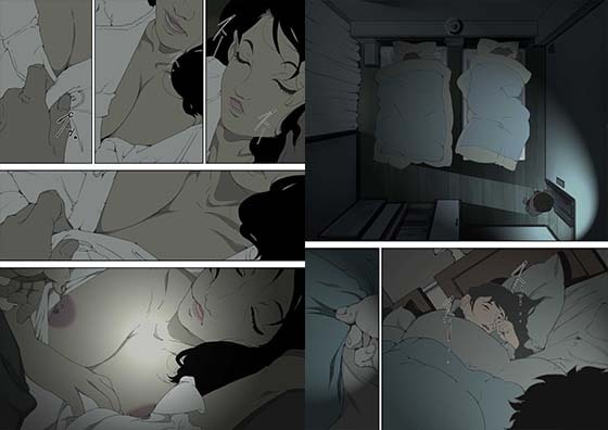 両親が寝ている寝室に忍び込み、母親に夜這いをかける息子の話。