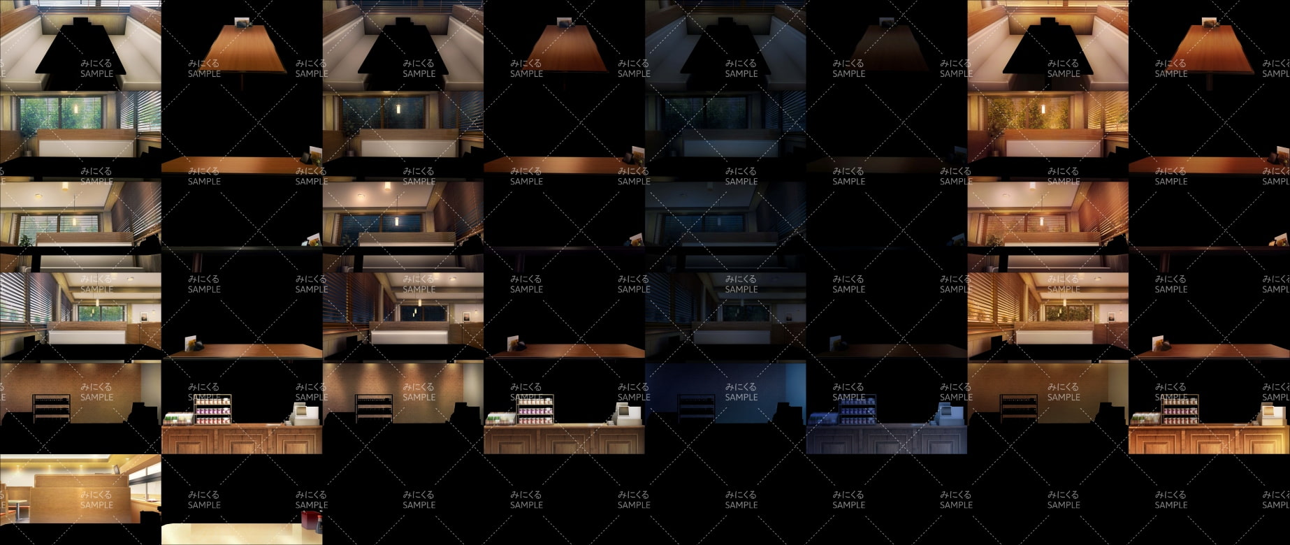 みにくる背景CG素材集『店舗&施設編』part02 ファミレス・パン屋・回転寿司