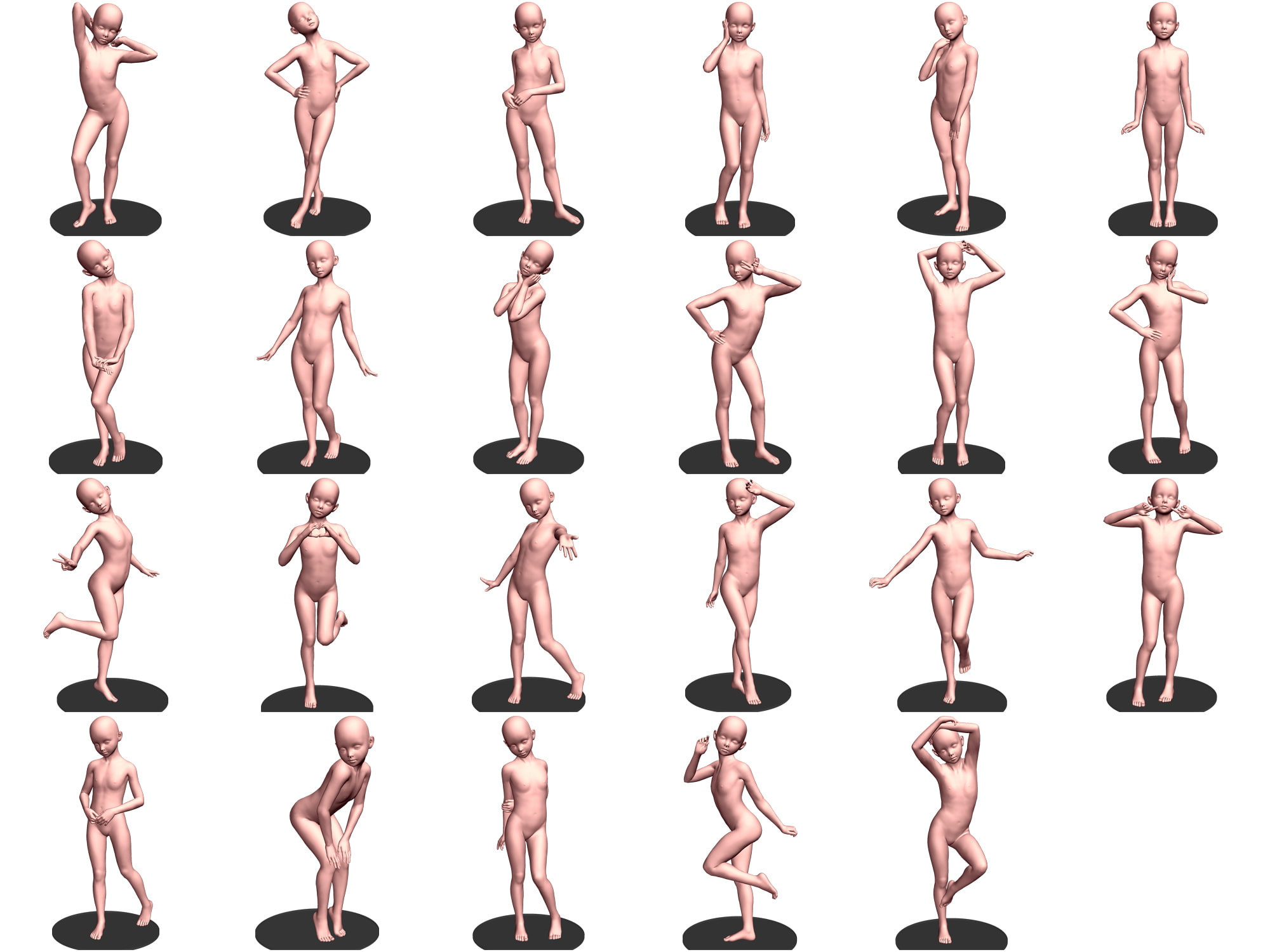 自由に使えるポーズ集「少女ポーズ」