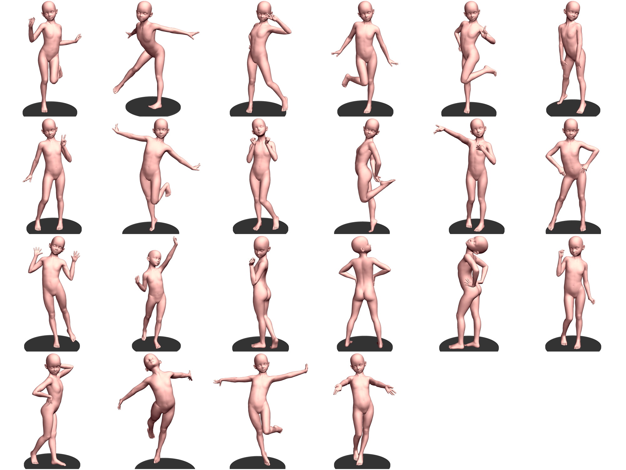 自由に使えるポーズ集「少女ポーズ」