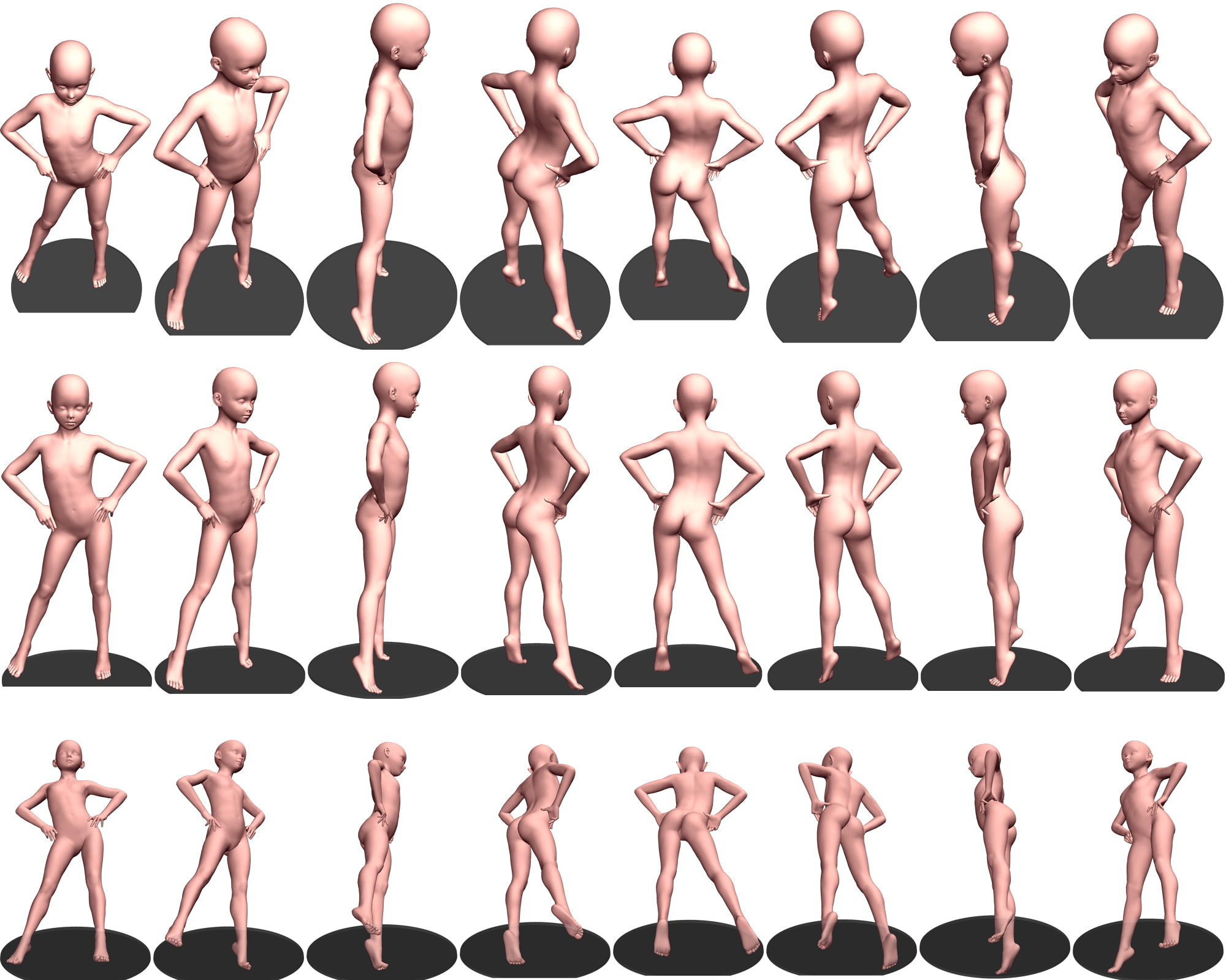 自由に使えるポーズ集「少女ポーズ」