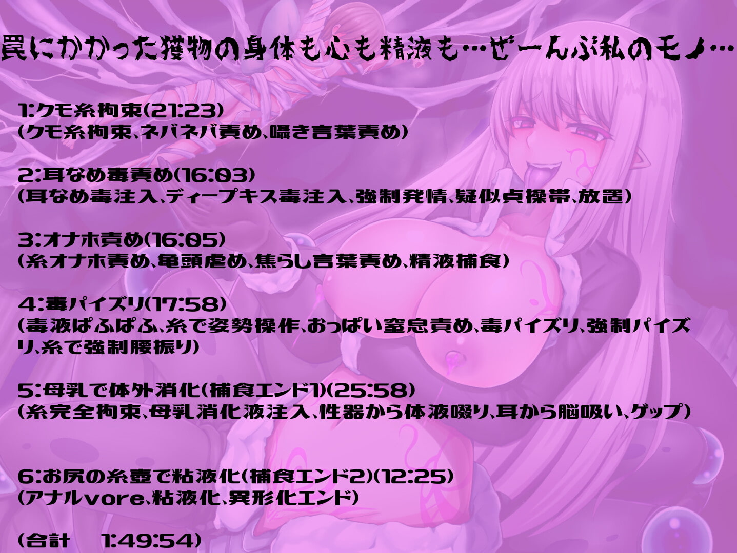 【アラクネ×捕食】糸と毒でたくさん犯してあげるねぇ～陰湿な蜘蛛に囁かれ溶かされ食べられる～