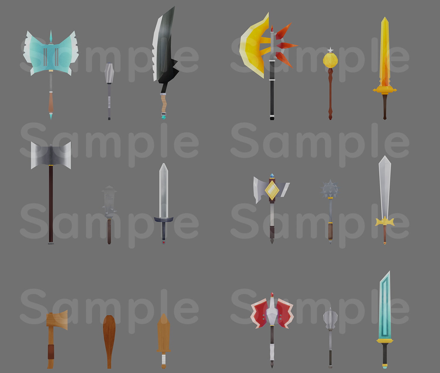 -3D素材-【RPG風武器セット】