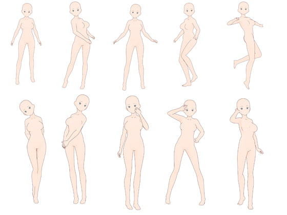 【トレス素材】女性立ち絵ポーズ集【商用可】