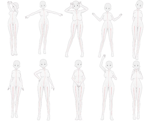 【トレス素材】女性立ち絵ポーズ集【商用可】