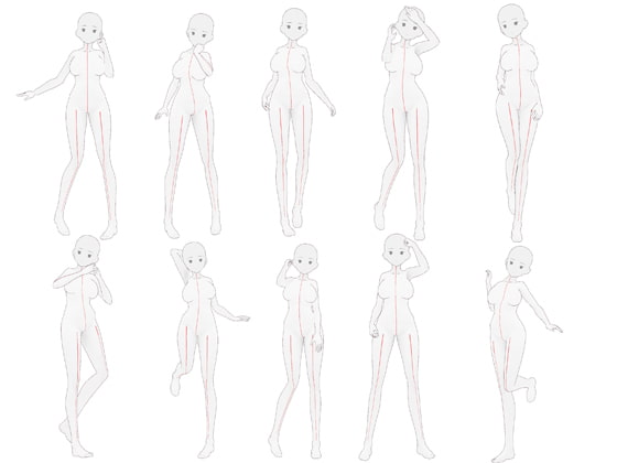 【トレス素材】女性立ち絵ポーズ集【商用可】