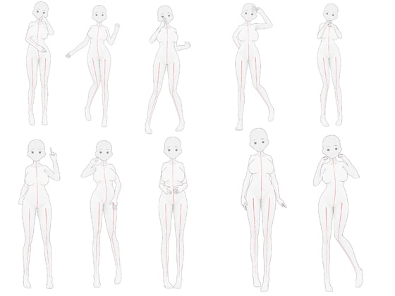 【トレス素材】女性立ち絵ポーズ集【商用可】