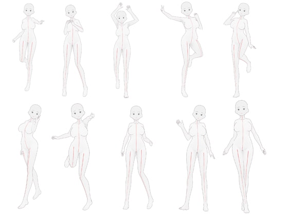 【トレス素材】女性立ち絵ポーズ集【商用可】