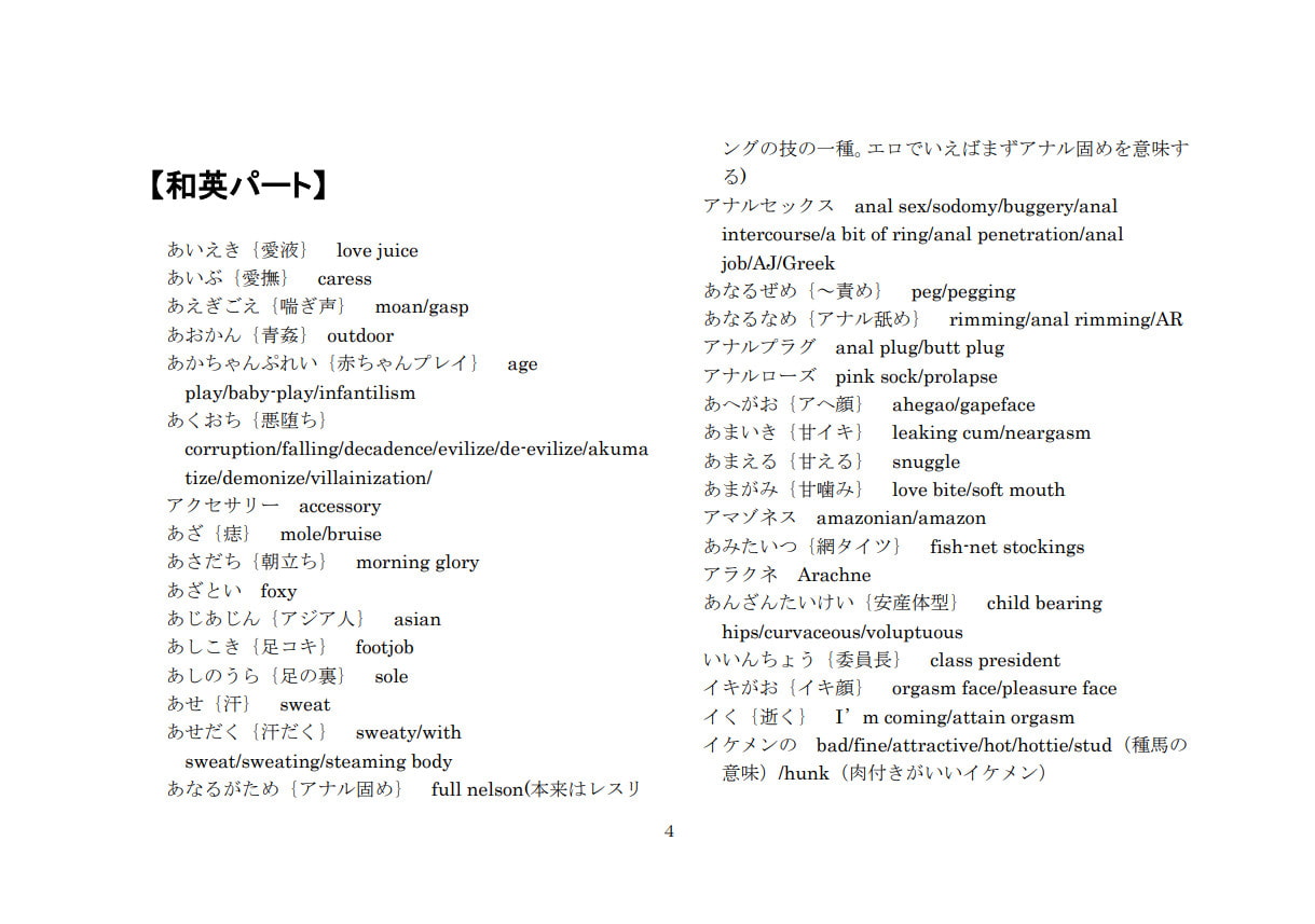 エロティカ和英・英和辞典