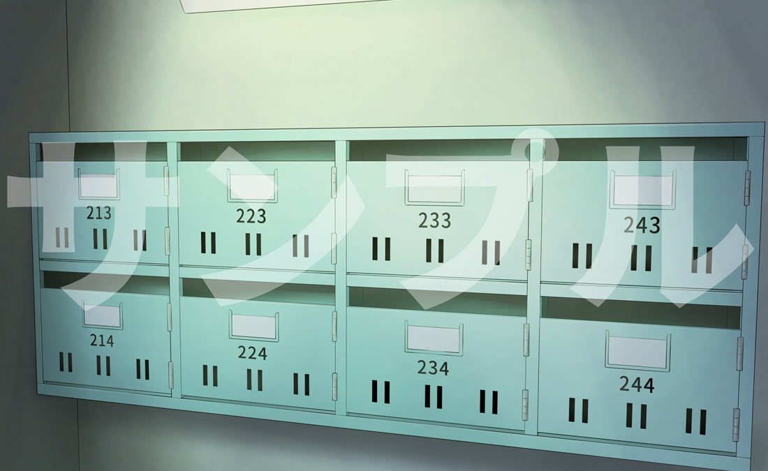 【背景素材集】4階建ての昭和レトロな外観の古いタイプの団地。ベッドルーム付き