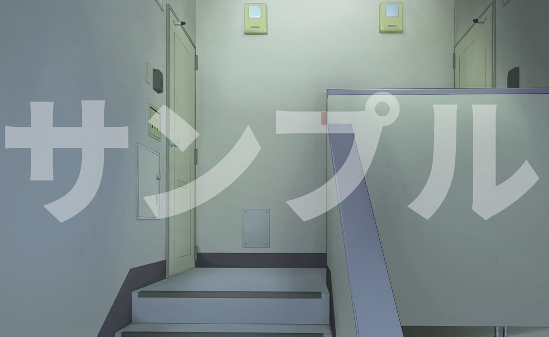 【背景素材集】4階建ての昭和レトロな外観の古いタイプの団地。ベッドルーム付き