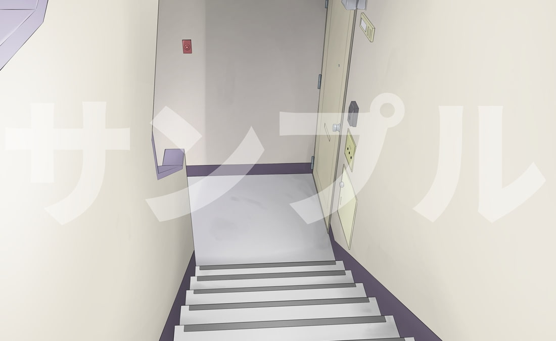 【背景素材集】4階建ての昭和レトロな外観の古いタイプの団地。ベッドルーム付き