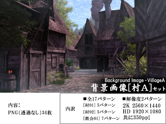 ファンタジー背景画像[村A]セット