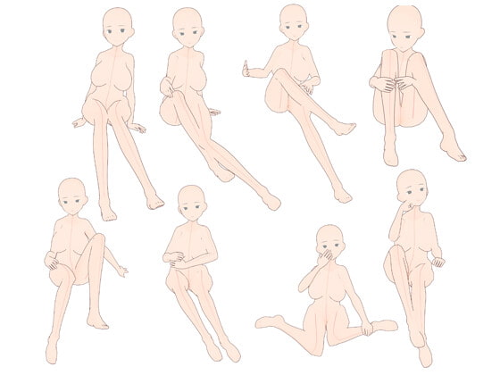 【トレスフリー】女性座ったポーズ集【商用可】