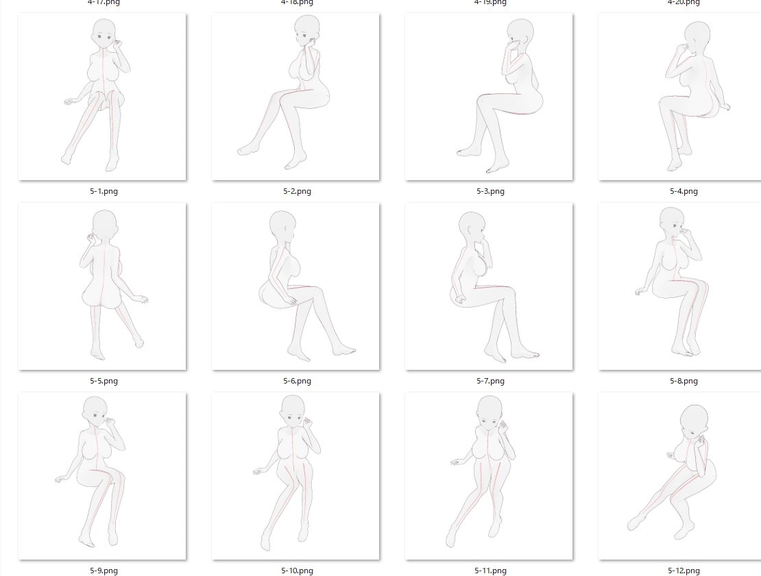 【トレスフリー】女性座ったポーズ集【商用可】