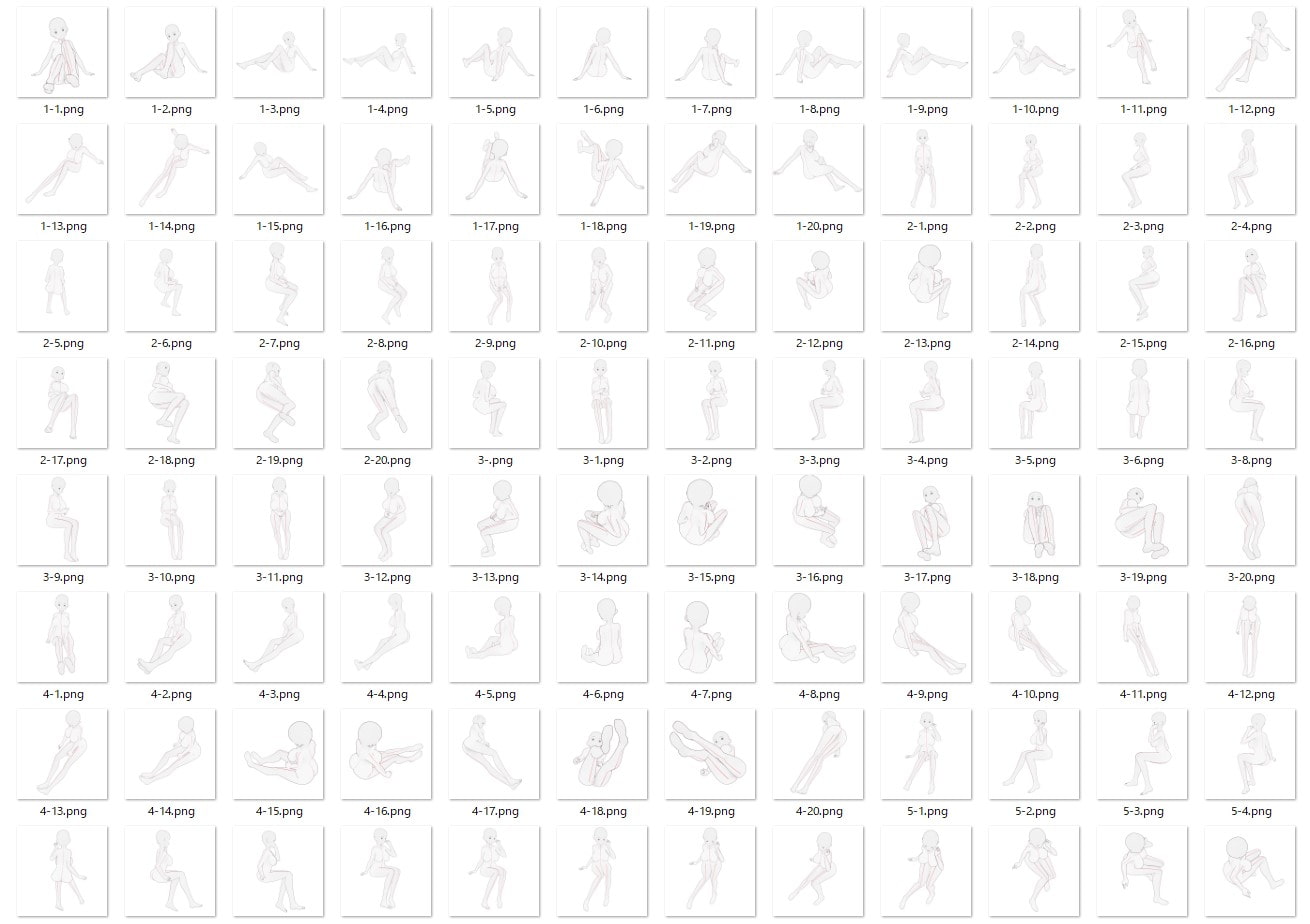 【トレスフリー】女性座ったポーズ集【商用可】