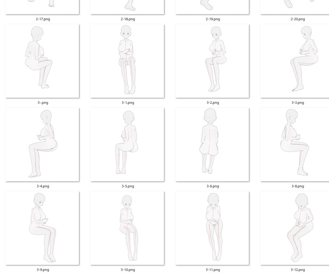 【トレスフリー】女性座ったポーズ集【商用可】