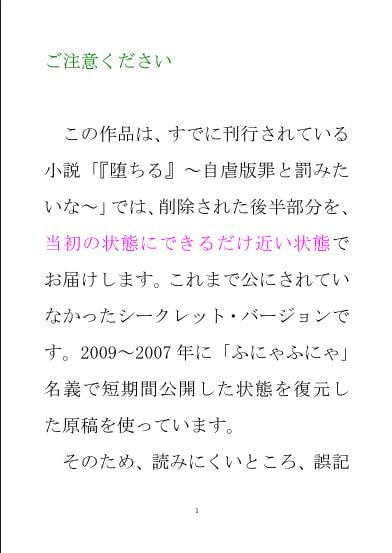 小説『堕ちる』Part2 シークレット・バージョン