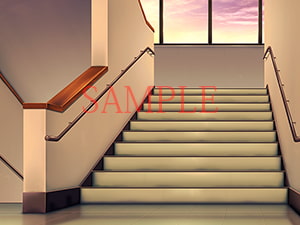 著作権フリー背景CG素材「階段踊り場」