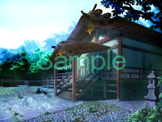 むらくも著作権フリー背景CG素材集 04『山と神社』