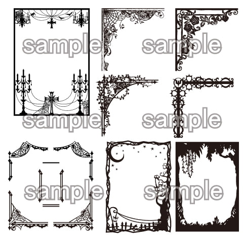 ダークゴシック調デザインパーツ素材集 フレーム&ライン編 EPS・PNGセット