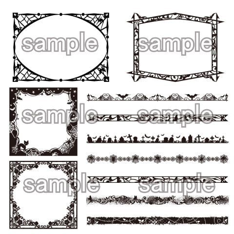 ダークゴシック調デザインパーツ素材集 フレーム&ライン編 EPS・PNGセット