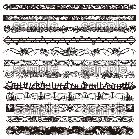 ダークゴシック調デザインパーツ素材集 フレーム&ライン編 EPS・PNGセット