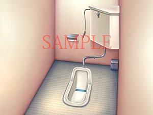 著作権フリー背景CG素材「汚い和式便器 地下道」