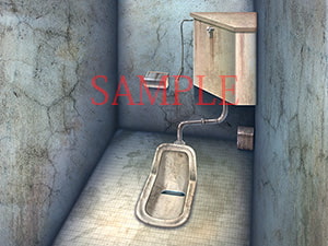 著作権フリー背景CG素材「汚い和式便器 地下道」