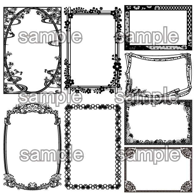 大正ロマン風和柄デザインパーツ素材集 フレーム&ライン編