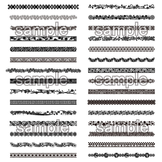 大正ロマン風和柄デザインパーツ素材集 フレーム&ライン編