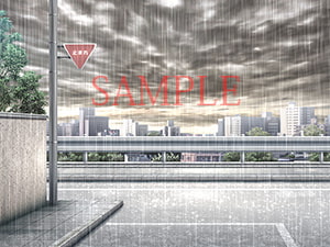 著作権フリー背景CG素材「曇り空 雨」