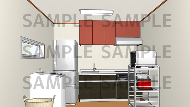 サニーレイン背景素材集vol.20【ロフト部屋(玄関・キッチン)】