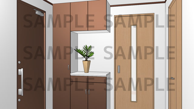 サニーレイン背景素材集vol.22【パソコン部屋(玄関・キッチン)】