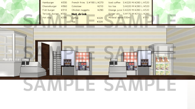 サニーレイン背景素材集vol.38【バーガーショップ】