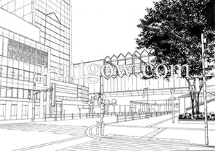 著作権フリー漫画背景素材/街なみ2/練馬駅