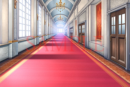 著作権フリー背景CG素材「豪華な廊下」