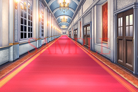 著作権フリー背景CG素材「豪華な廊下」