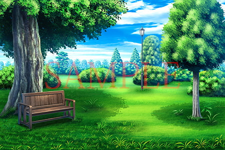 著作権フリー背景CG素材「緑のある庭」