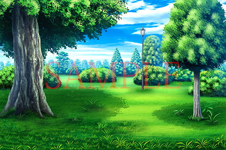 著作権フリー背景CG素材「緑のある庭」