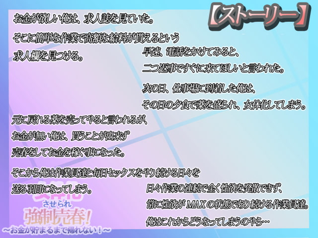 女体化させられ強制売春!～お金が貯まるまで帰れない!～