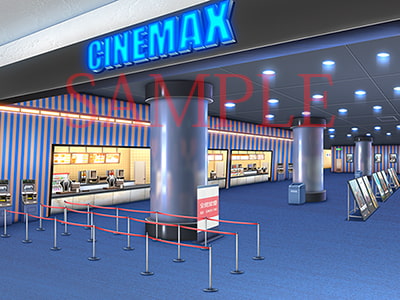 著作権フリー背景CG素材「シネコン入口」