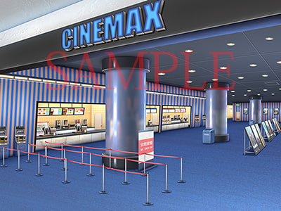 著作権フリー背景CG素材「シネコン入口」