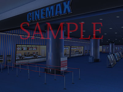 著作権フリー背景CG素材「シネコン入口」