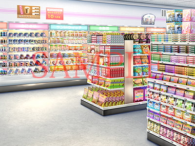 著作権フリー背景CG素材「コンビニ店内」