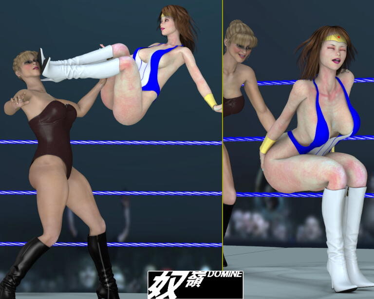 むちむちデカ尻ヒロインをプロレス会場で公開レズレイプ