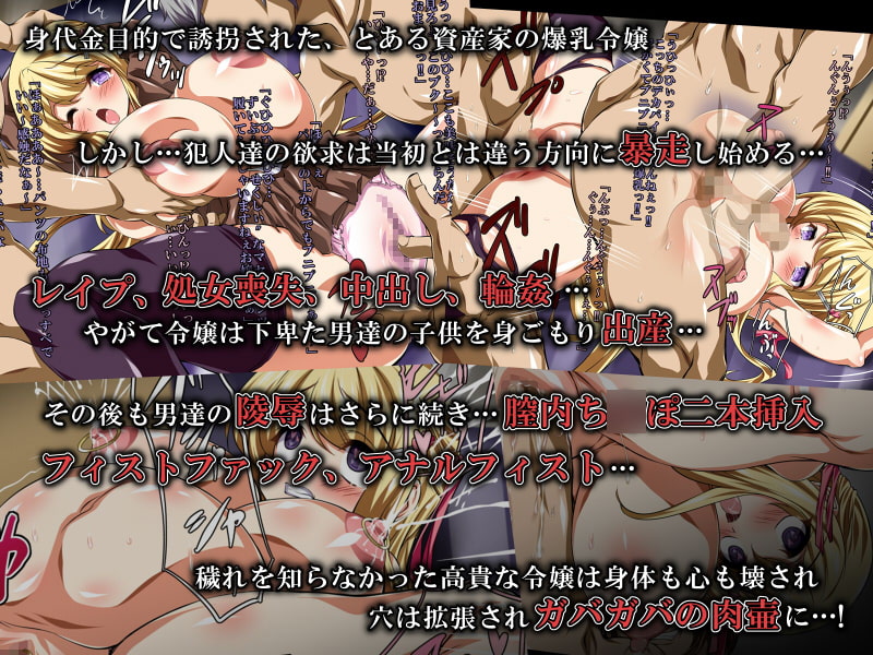 爆乳令嬢誘拐レイプ 処女を散らされ妊娠出産 ま○こも尻穴もガバガバの肉壷便器にされるまで