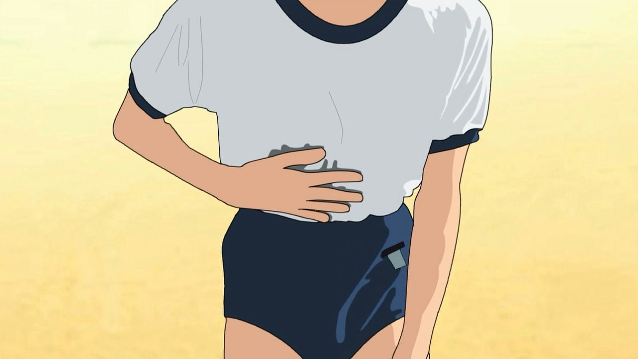 体育の授業中におしっこ我慢できなくなって漏らすブルマー少女